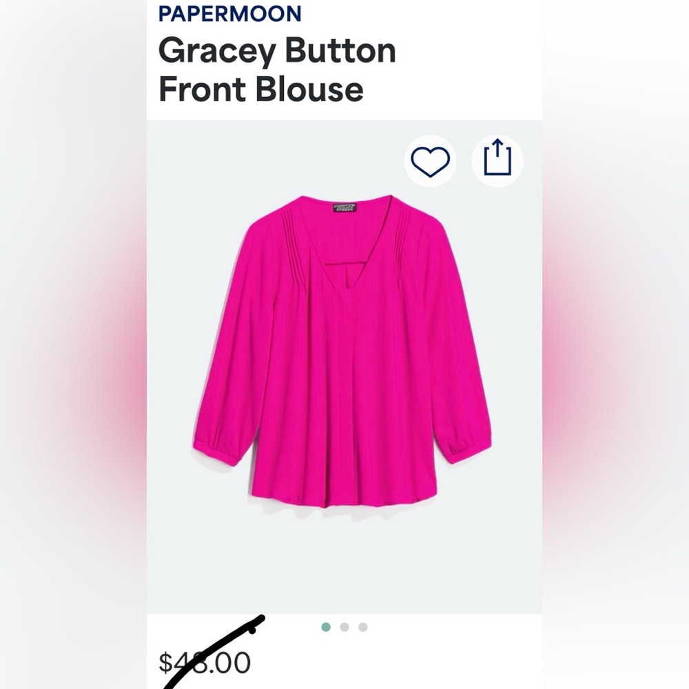 Papermoon Fuchsia Button Front Blouse - M